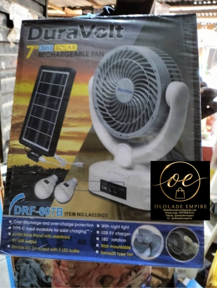 DuraVolt 3-in-1 Solar Rechargeable Fan